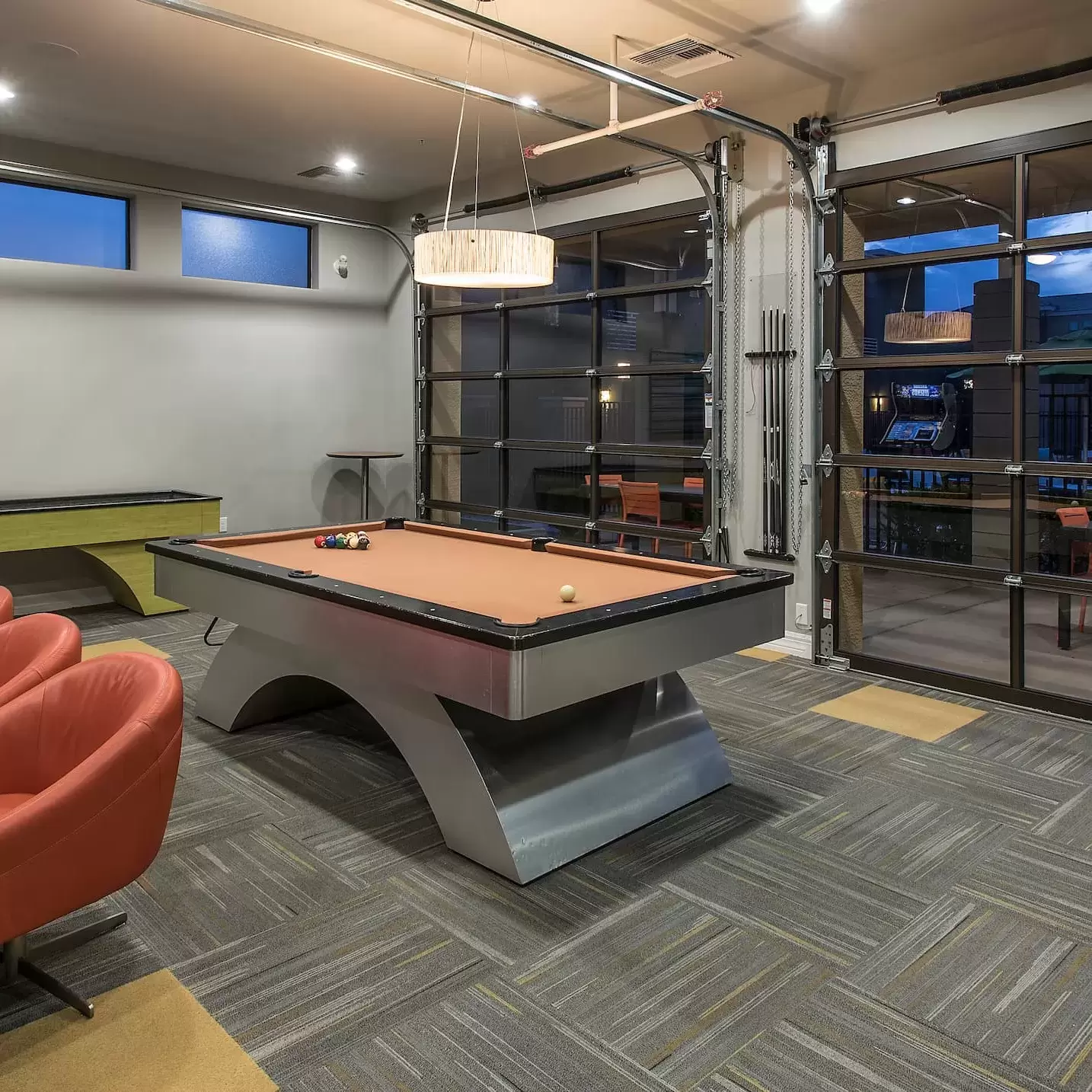 The pool table in the Resident Hub at Liv Northgate luxury apartments.